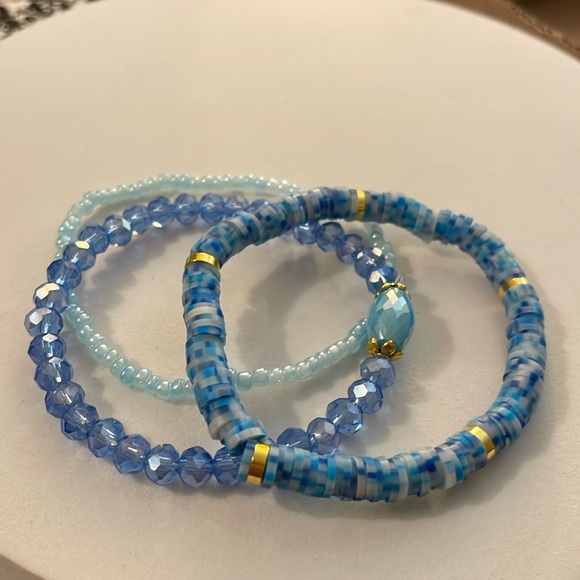 Blue And Gold Trio Set Bracelets - Picture 5 of 9